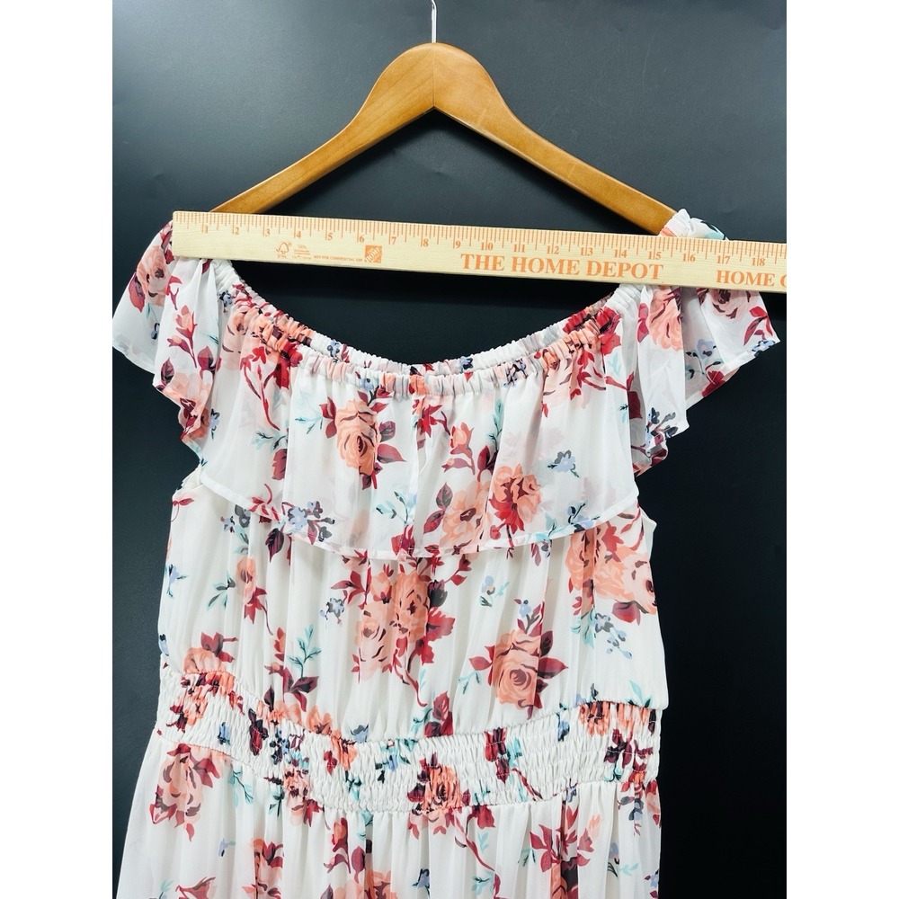 Lane Bryant Floral Off Shoulder Maxi Dress Pink White Plus 18 Cottagecore AB09 - Picture 3 of 10